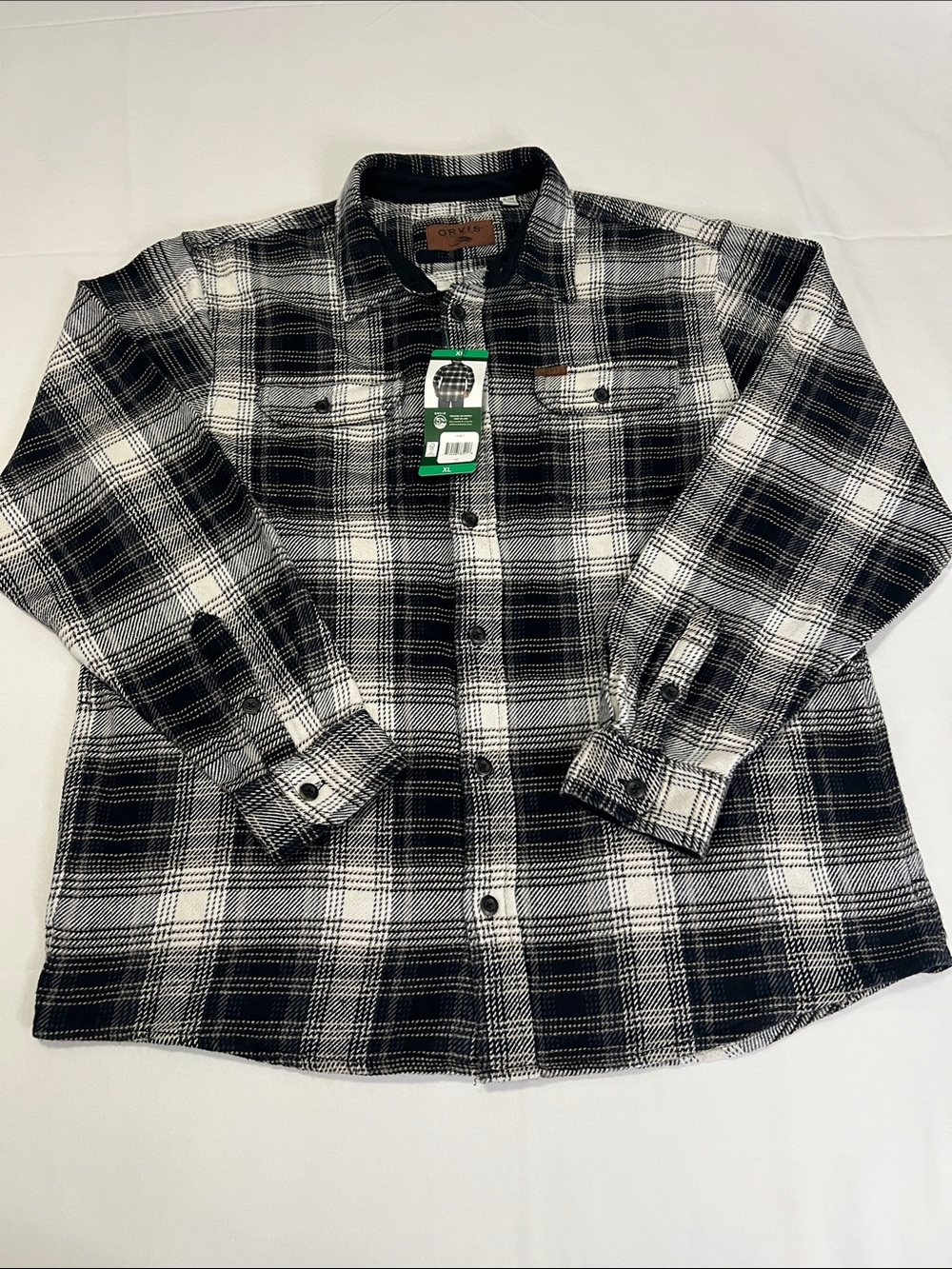 Orvis Black & White Plaid Button-Down Shirt